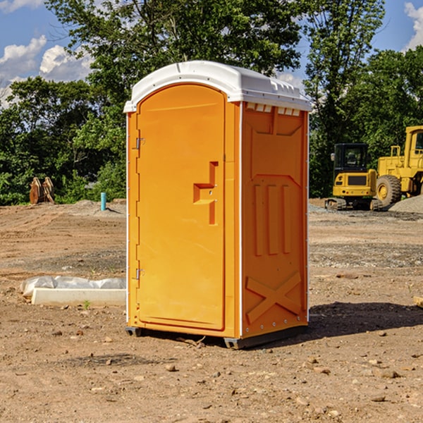 how often are the portable restrooms cleaned and serviced during a rental period in Brutus